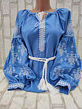 Жіноча блузка з вишивкою "Власта", натуральний льон, 48-52 р-ри, фото 2