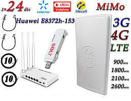 Повний комплект для 4G/LTE/3G з Wi-Fi Роутер Huawei E8372h-153+Netis MW5230 + Антена MIMO 2×24dbi (48дб)