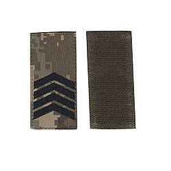 Погон старший сержант військовий / армійський шеврон ЗСУ, чорний колір на пікселі. 10 см * 5 см