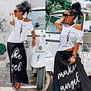 Молодіжний літній жіночий костюм зі спідницею максі з віскози "Andy"-розмір 42-44,46-48, фото 8