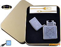 Электроимпульсная зажигалка в металлической упаковке JIN LUN (USB) №4838-1