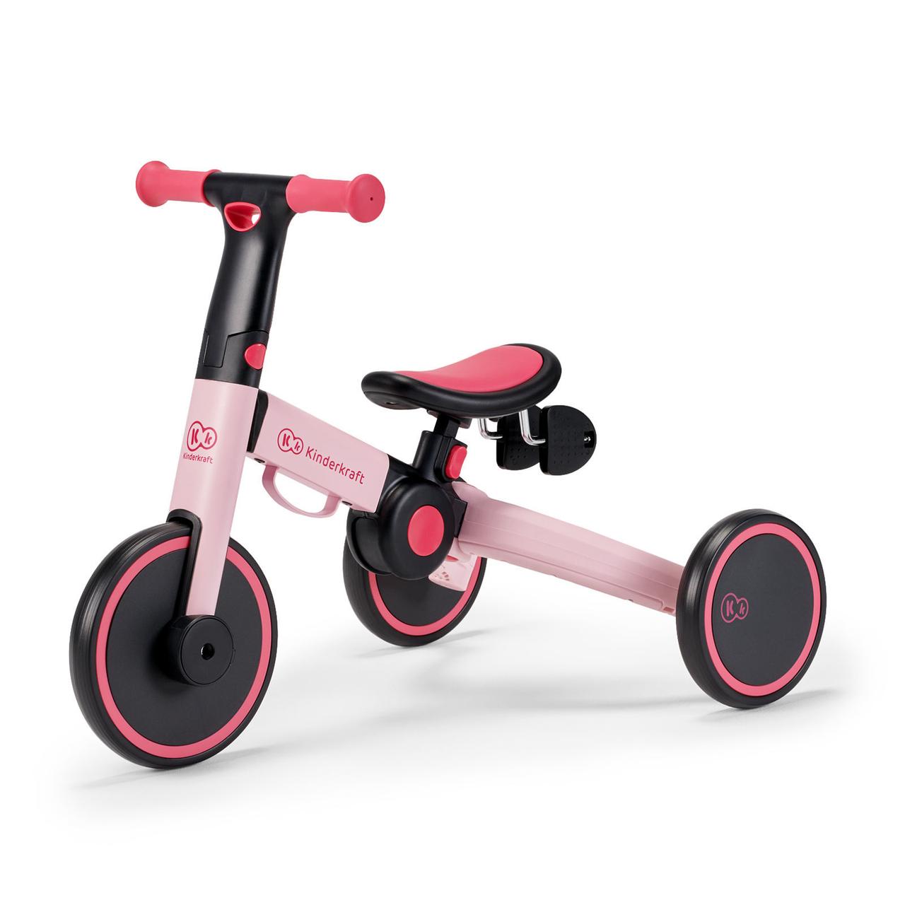 Триколісний велосипед беговел 3в1 KiderKraft 4TRIKE Candy Pink, для дівчаток, з регульованим сидінням, фото 1