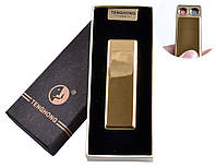 USB зажигалка в подарочной упаковке (Две спирали накаливания) №4863 Золото