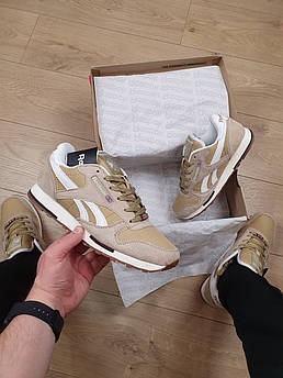 Крихітки чоловічі світлий хакі Reebok Classic Light Khaki кроси для чоловіків весна літо Рібок Класик гірчиці