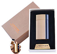 USB зажигалка в подарочной упаковке Lighter (Спираль накаливания) XT-4981 Gold