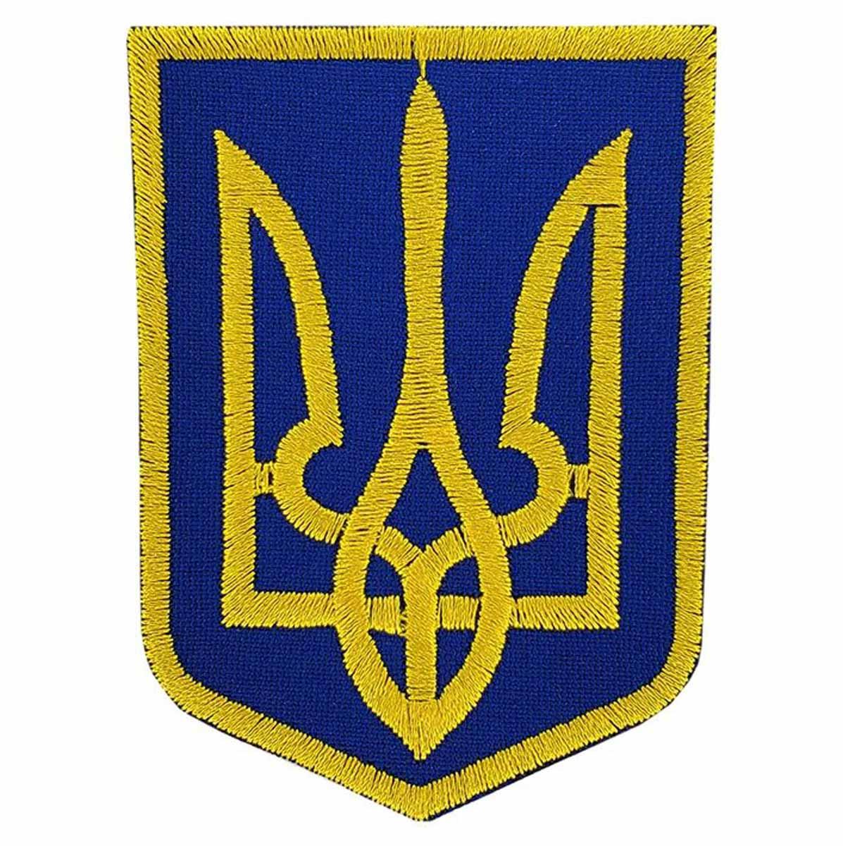 Нашивка Тризуб жовтий на синьому 5,5 * 7,5 см
