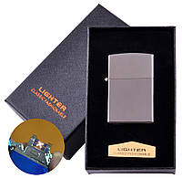 Электроимпульсная зажигалка в подарочной коробке LIGHTER (USB) HL-136 Black