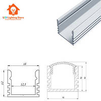 Профиль алюминиевый ЛП12 АНОДИРОВАННЫЙ для светодиодной ленты и матовый рассеиватель (Комплект 2м.)