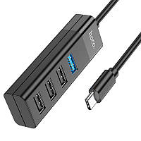 Хаб USB перехідник Hoco HB25 Easy mix 4in1 USB to USB3.0+USB2.0х3 Чорний