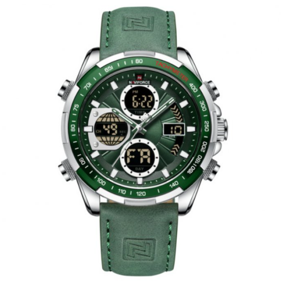 Чоловічий наручний військовий та армійський годинник, незвичайний стильний зі шкіряним ремінцем із японським механізмом, фото 1