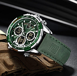 Чоловічий наручний військовий та армійський годинник, незвичайний стильний зі шкіряним ремінцем із японським механізмом, фото 6
