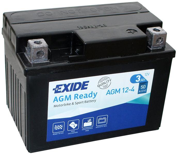Акумулятор гелевий мото 3 Ah 50A EXIDE SLA12-4 = AGM12-4 для Honda Dio, Yamaha Jog, Yamaha Axxis