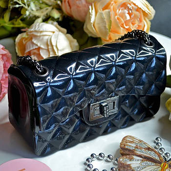 Сумочка жіноча силіконова на плече 17*12 см з клапаном на замочку та ланцюжком Luna