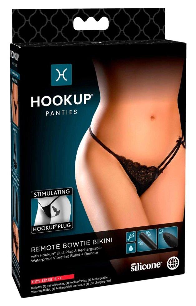 Вібротрусики з анальною пробкою на пульті BOWTIE, фото 1