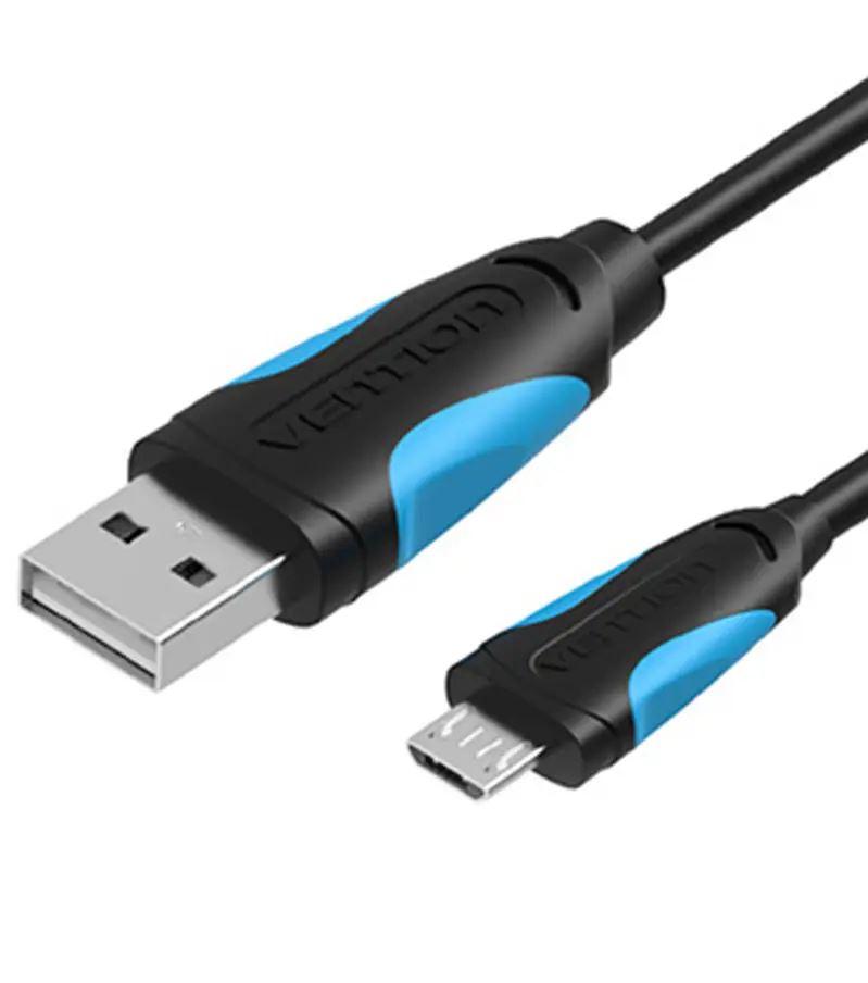 Кабель перехідник Vention Flat USB2.0 A -Micro B OTG Cable 0.1 M Black (VAS-A09-B010)