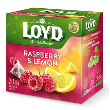 Фруктовий чай Loyd Raspberry & Lemon малина-лимон 40г (20 пірамідок), (10шт/ящ)