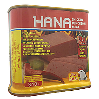 Консерва куриная колбаса HANA с паприкой 340гр, (24шт/ящ)