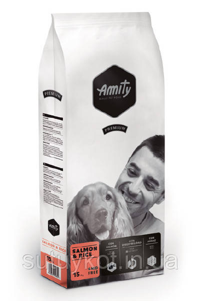 AMITY Salmon&Rice Аміті гіпоалергенний корм для всіх порід собак з лососем, 15 кг