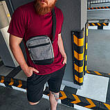 Невелика чоловіча сумка месенджер SIMPL GRAY сіра на плече з тканини, фото 3