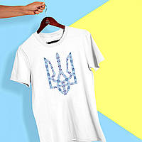 Футболка з принтом "Герб України із синього орнаменту" Push IT