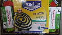 Спирали от комаров "Чистый Дом", 10 шт против комаров, москито и мошек, без запаха
