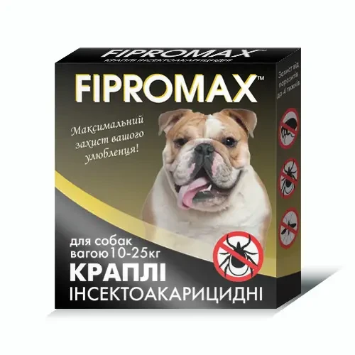 Фіпромакс Fipromax краплі від блох і кліщів для собак вагою від 10 до 25 кілограмів, 2 піпетки