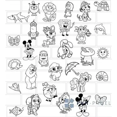 Панель стінова 3D 700х770х5мм ДИТЯЧА Розмальовка біла 101 (цегла) Os-3DP09, фото 1