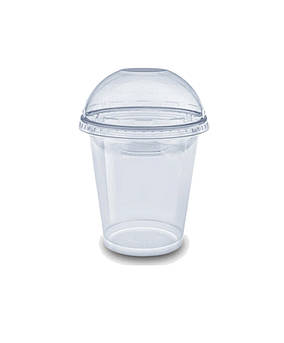 Стакан пластиковий 400 мл під лимонади, мохіто та смузі з купольною кришкою з отвором, 1000 шт/ящ