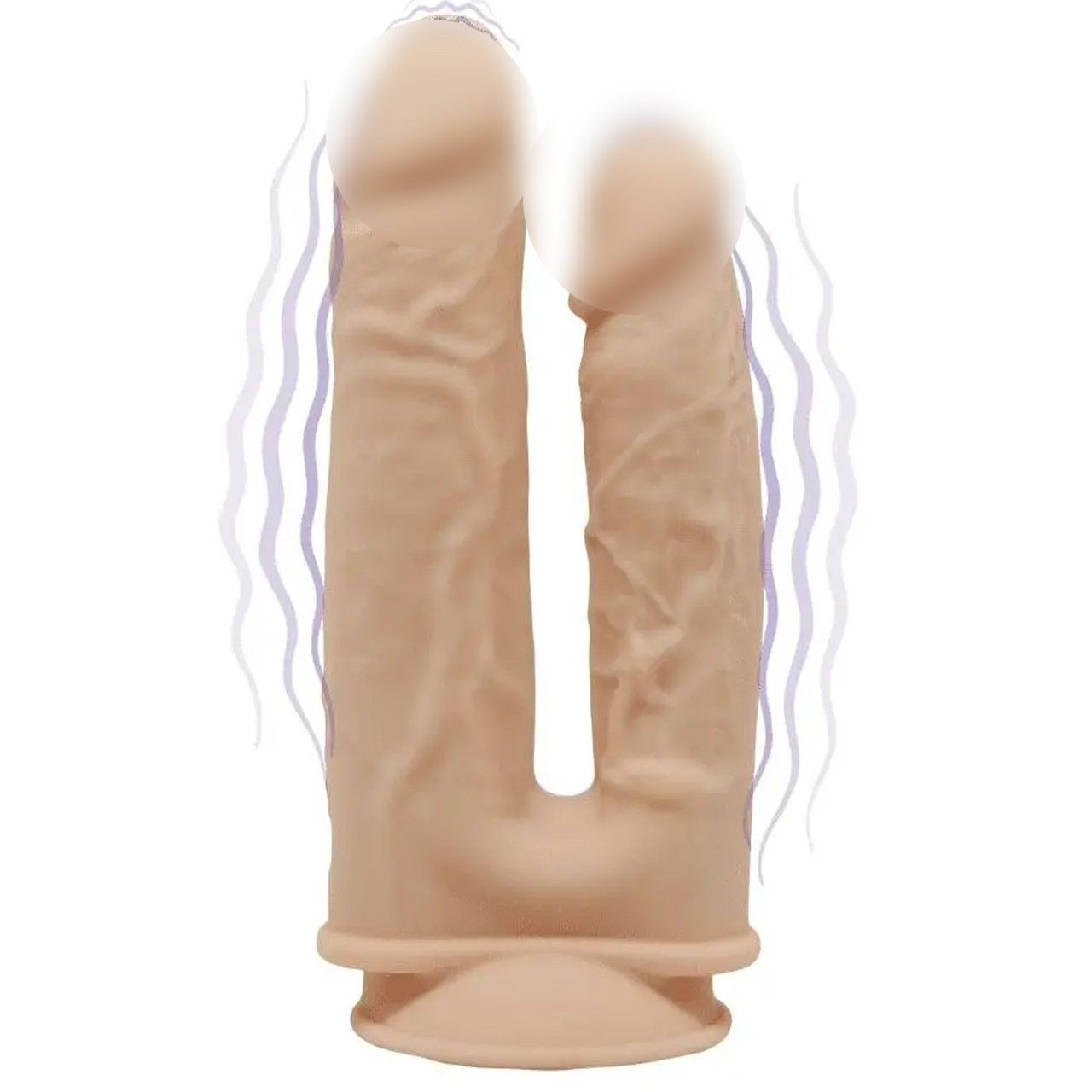 Фаллоімітатор подвійний з вібрацією SilexD Double Gusto Flesh Motor (Model 1 size 8" & 7), двошарові Feromon