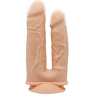 Фалоїмітатор подвійний SilexD Double Gusto Flesh (Model 1 size 8"&7"), двошаровий, силікон + Silex Feromon