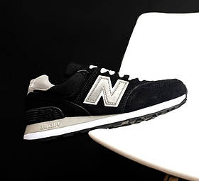 Жіночі і молоді замкові кросівки New Balance 574 Black/White