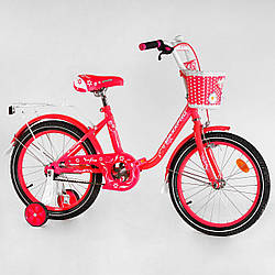 Дитячий двоколісний велосипед 18" дюймів Червоний для дівчаток (6-8 років зростання 110-140см) SOFIA доп колеса
