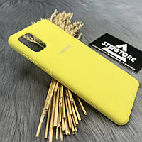 Чехол Silicone case для Samsung A31 А315 с микрофиброй противоударный Soft touch силиконовый Люкс качество Желтый