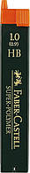 Грифель для механічного олівця Faber-Castell Super-Polymer, НВ 0,9 / 1,0 мм, 12 штук у пеналі