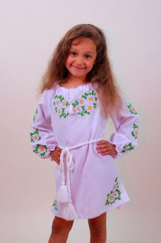 Детское вышитое платье для девочки Ромашки,нарядное,длинный рукав,габардин Рост104,110,116,122,128,134,140 - фото 3 - id-p1560562232