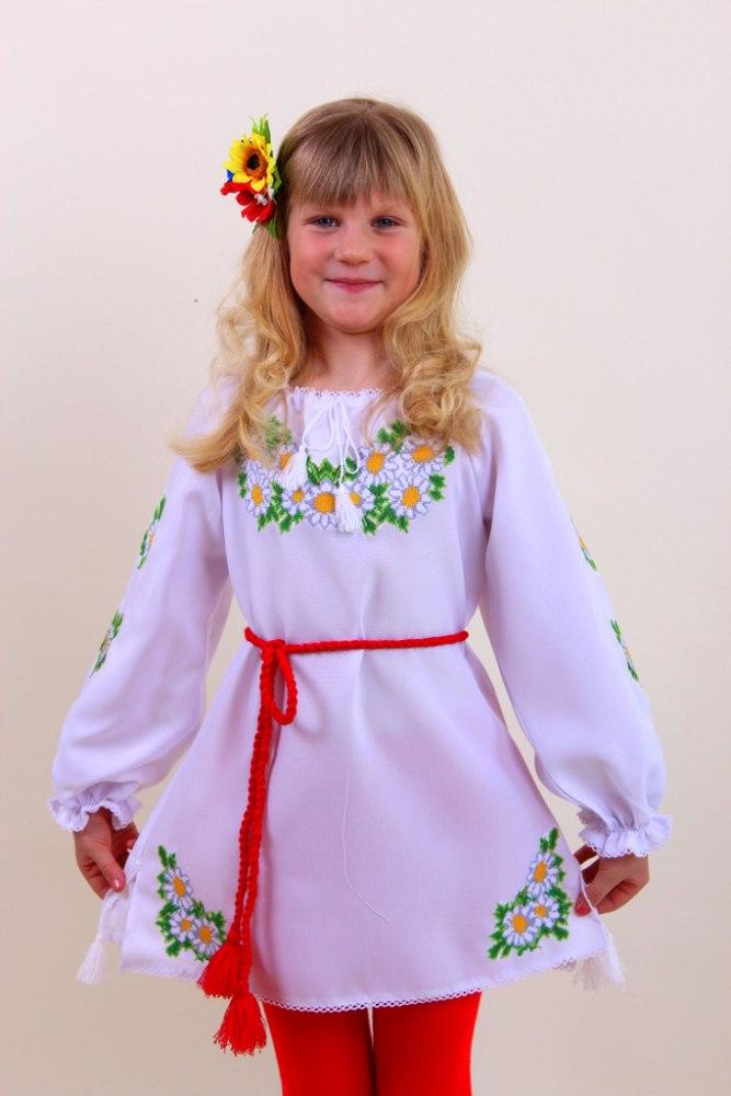 Детское вышитое платье для девочки Ромашки,нарядное,длинный рукав,габардин Рост104,110,116,122,128,134,140 - фото 5 - id-p1560562232