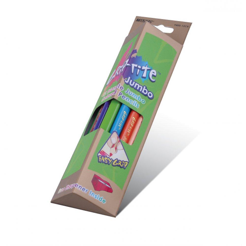 Олівці кольорові Marco Grip-Rite Jumbo з точилкою 12 кольорів (9400-12CB), фото 1