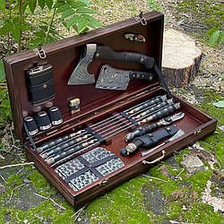 Шампури подарункові у кейсі ВІКІНГ Gorillas BBQ в дерев'яній коробці BS83