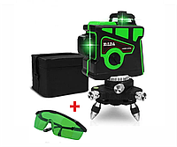 Лінійний лазерний нівелір HiLDA 3D-12 зелений промінь 360 градусів + ОЧКИ