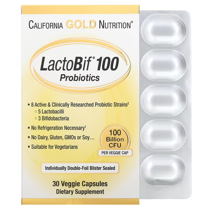 LactoBif Probiotics 100 Billion CFU California Gold Nutrition 30 капсул