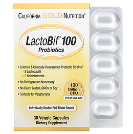 LactoBif Probiotics 100 Billion CFU California Gold Nutrition 30 капсул