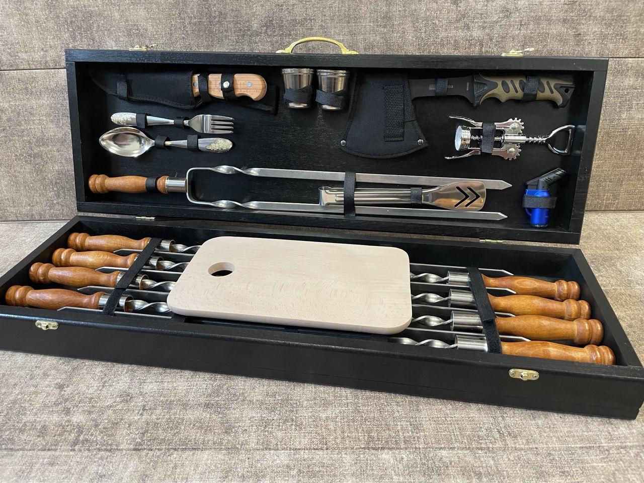 Набір шампурів у кейсі Grill set. Шашличний набір. Подарунок чоловікові