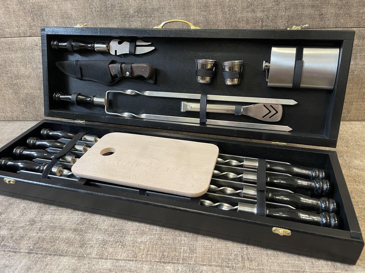 Набір шампурів у кейсі Grill black 1. Шашличний набір. Подарунок чоловікові