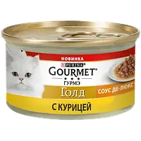 Purina Gourmet Gold Пурина Гурмет Голд консервированный корм для кошек, соус де люкс с курицей, 85 гр.