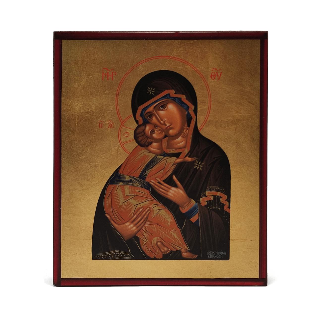 Володимирська ікона Божої Матері 15 Х 19 см Ручний розпис з нанесенням золота