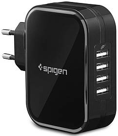 Мережевий блок Spigen Essential 4-Port USB Wall Charger F401, Black (000AD23962)