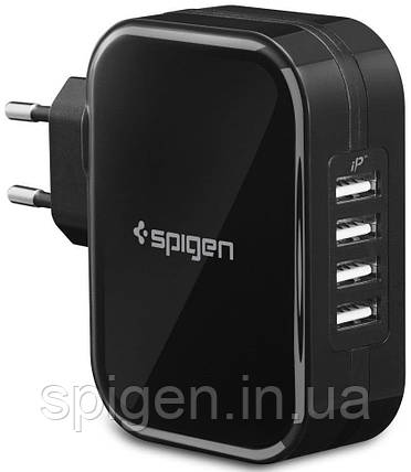 Мережевий блок Spigen Essential 4-Port USB Wall Charger F401, Black (000AD23962), фото 1