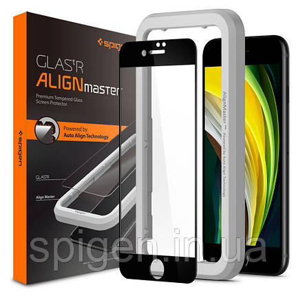 Захисне скло Spigen для iPhone SE 2020/8/7 AlignMaster, Black (1шт) (AGL01302), фото 1