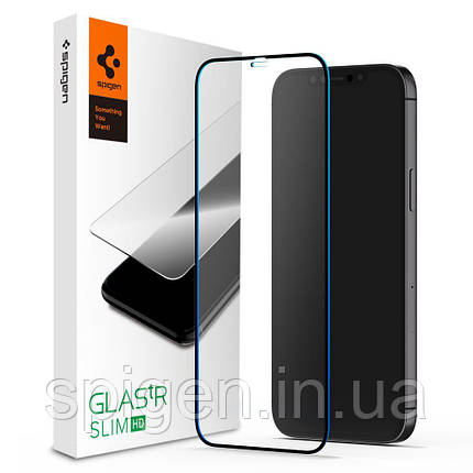 Захисний екран Spigen для iPhone 12 Mini (1шт) GLAS.tR Slim Full Cover, Black (AGL01534), фото 2