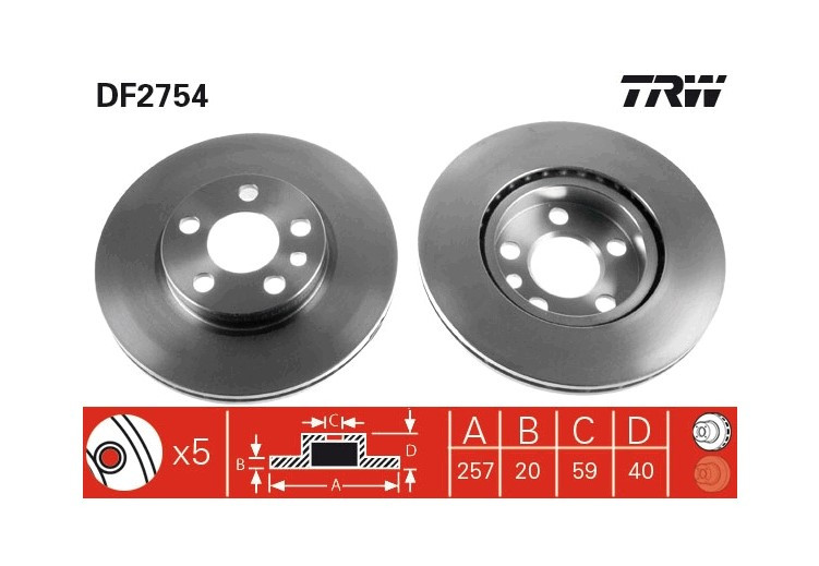 Гальмівні диски передні Citroen Jumpy I TRW Німеччина DF2754